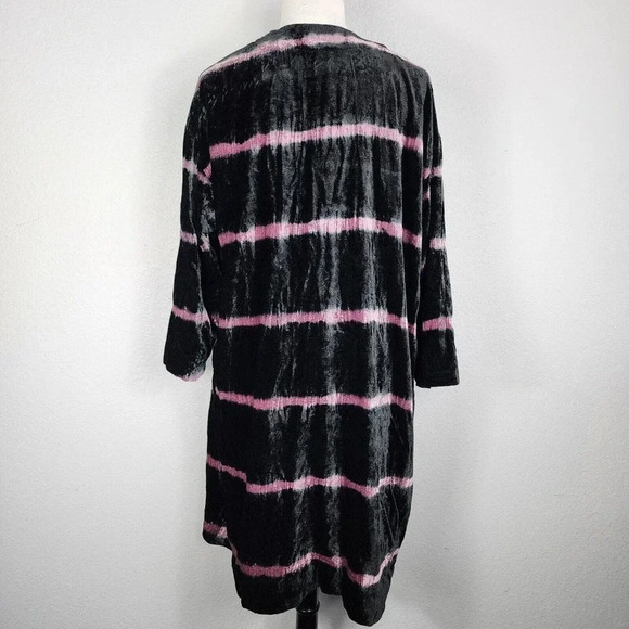 J Jill Womens Duster Jacket Medium Black Crushed Velvet Evening Party Oversized - Picture 2 of 6